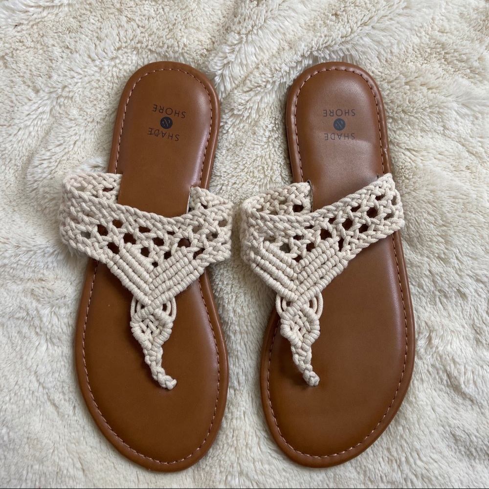 5/$25 Cream Crochet Thong Slip on sandals